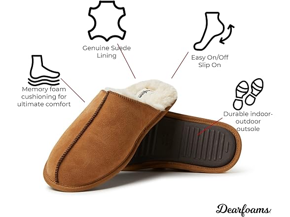 Dearfoams Men's Bradford Suede Slipper