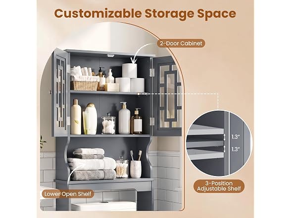 Tangkula Freestanding Over The Toilet Storage Cabi