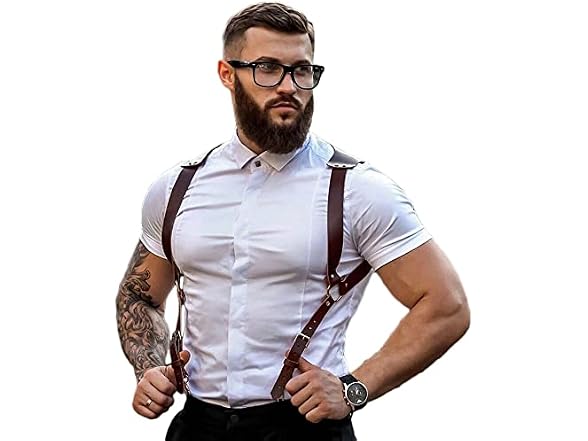 ALRICOL Men leather body belts Punk Adjustable
