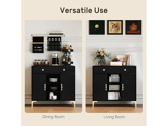 OBEKANN Black Sideboard Buffet Cabinet
