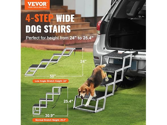 VEVOR Dog Stair for Cars, Wide 4-step