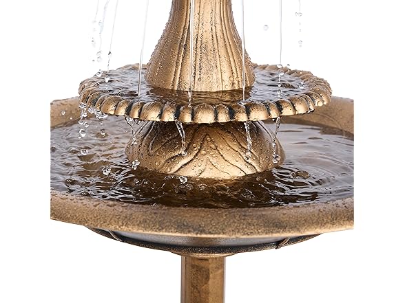 40" Tiered Pedestal Fish Fountain Birdbath