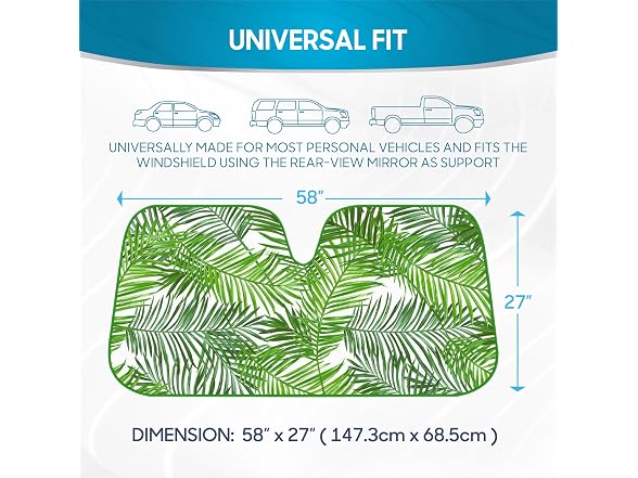 BDK Tropical Leaves Auto Windshield Sun