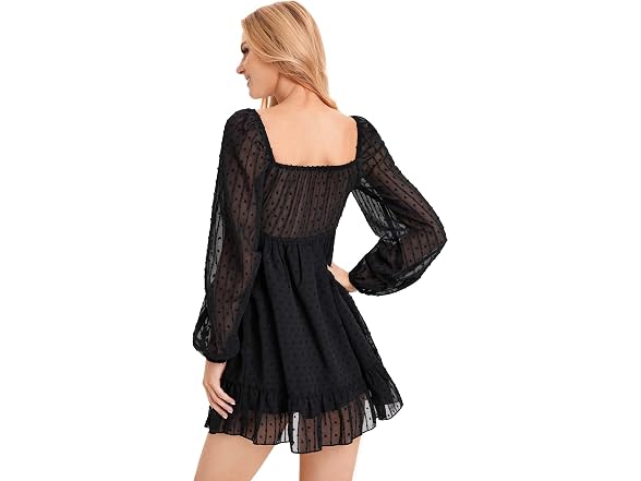 Wdirara Women (M) Bishop Long Sleeve Scoop Dress