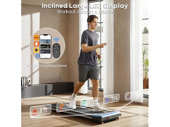 HitGo 2-in-1 Under Desk Treadmill with 9% Auto Incline