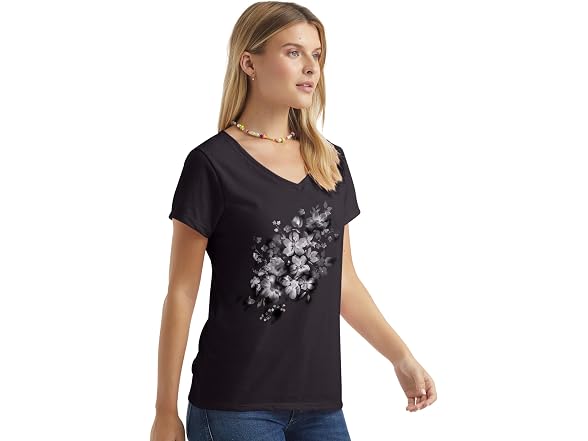 Hanes Women (S) Short Tee Beach Floral Cascade
