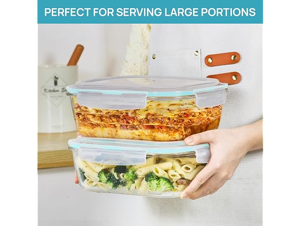 Vtopmart Green 2 Pack 76.4oz Glass Containers W/ Lids