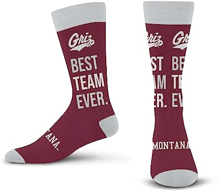 For Bare Feet NCAA MONTANA GRIZZLIES Best Team Ever Crew Sock Team Color OSFM