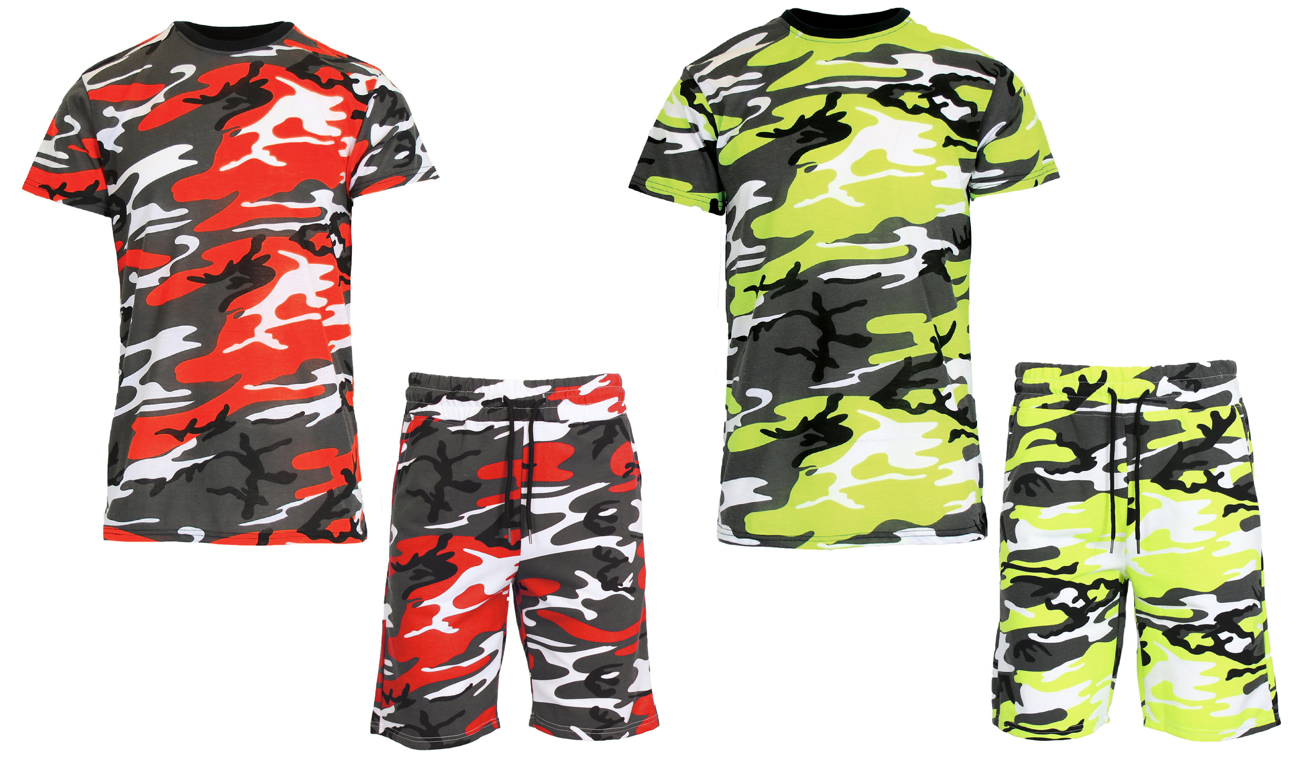 2-4Pc Mens S/S Camo Tee & Shorts Set - Gallery 38
