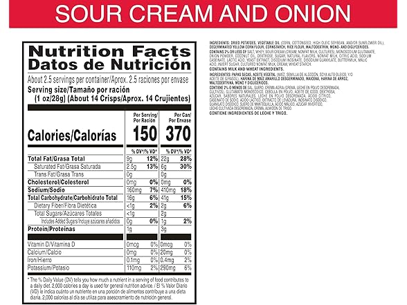 Pringles Sour Cream and Onion Potato Crisps 2.5oz