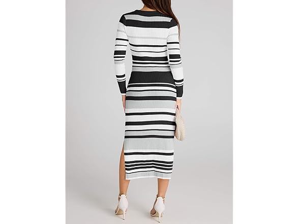 Women’s Striped V Neck Sweater Dress
