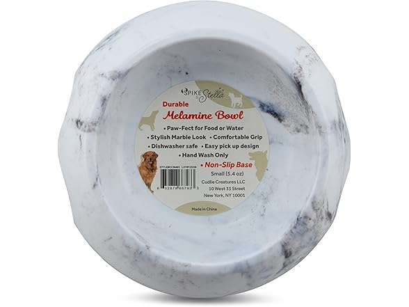Marble Print Melamine Dog and Cat Food and Water Bowl