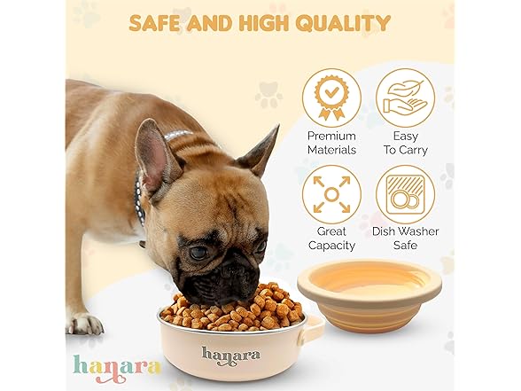 HANARA 2-in-1 Insulated Dog Bowl