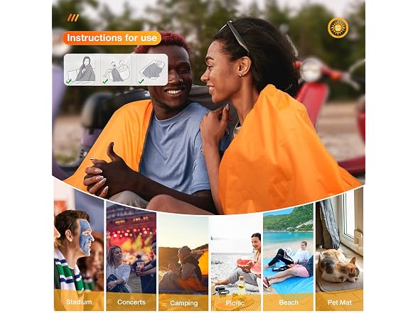 DUKUSEEK Waterproof Stadium Blanket Orange
