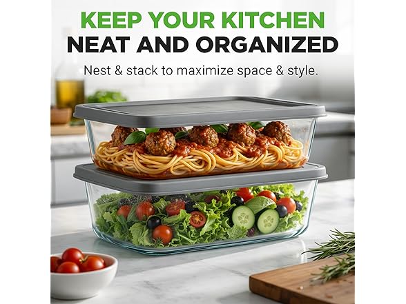 NutriChef 4 Piece Glass Loaf Pan Set with Lids 