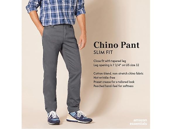 Amazon Essentials Mens Slim Fit FlatFront Chino