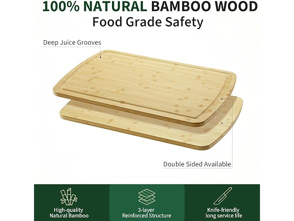 OUTLANE 30'' x 20'' Large Bamboo Cutting Board