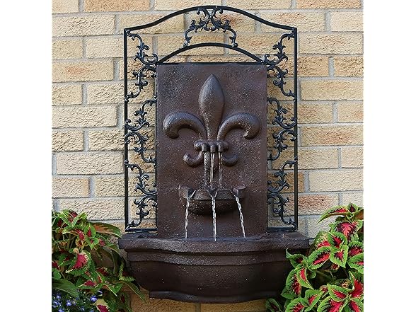 Sunnydaze French Lily 33" Outdoor Wall Water Fountain