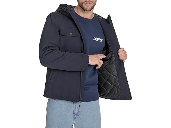 Levis Mens Ripstop Softshell Hooded Jacket
