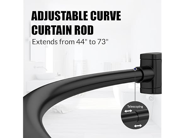 HIGHCRAFT Curved Shower Curtain Rod 73"