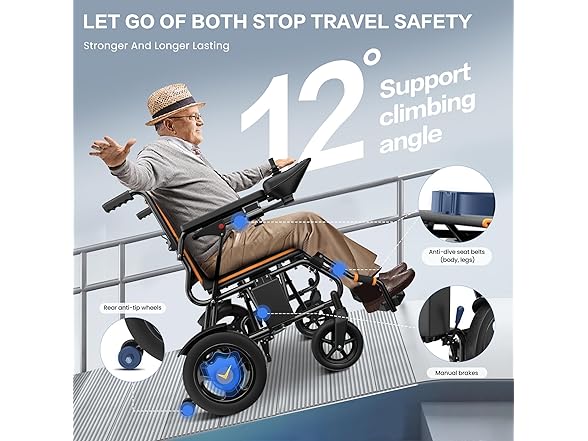 AIRHOT Foldable Electric Wheelchair for Adults, 15 Miles Lon (Open Box)
