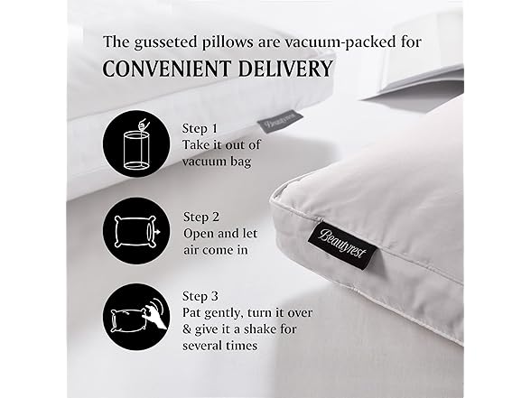Beautyrest Microfiber Medium Firm Bed Pillows 2-Inch Gusset Feather Down Pillow-Jumbo Size(Set of 2 Pack) (Open Box)