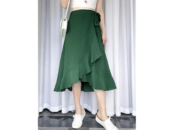 Vndflag Women (L) High Waisted Wrap Ruffle Skirt