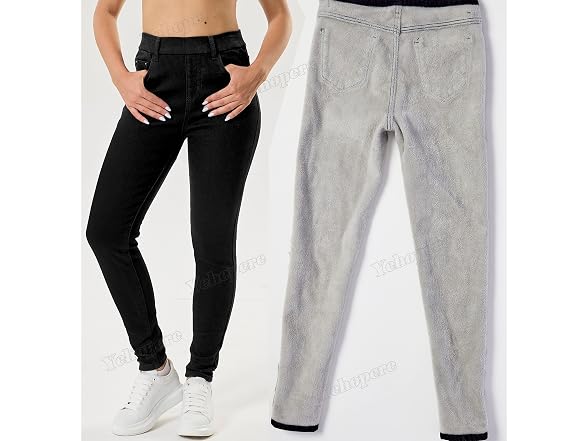 Yehopere Women (L) Winter Jeans High Waist Jeans