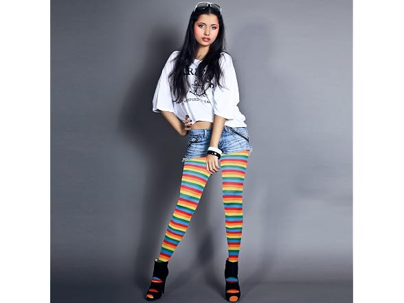 Skeleteen (OS) Colorful Rainbow Clown Tights