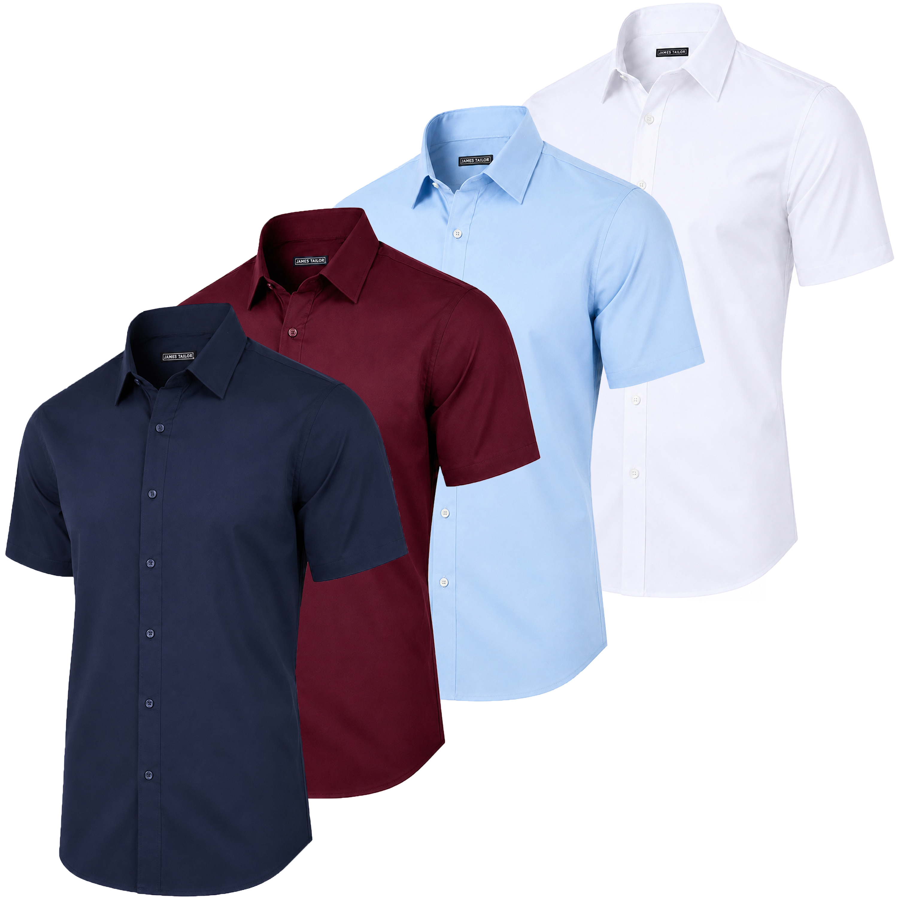 4Pk Mens S/S Cotton Stretch Dress Shirt (S-3XL) - Gallery 19