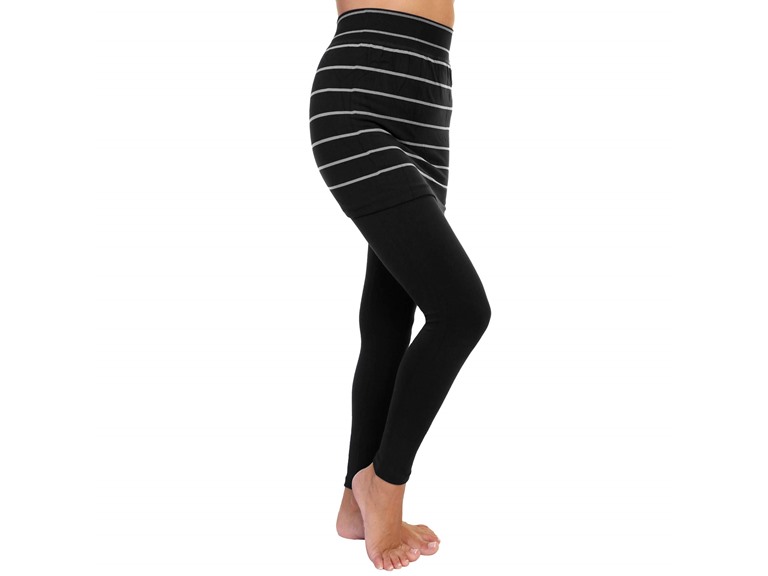 Angelina 021_BLKSTR_1_S-M Small - Medium Blend Mini Skirt Leggings, Regular and Queen Size Black and White Stripe (1 Pack)