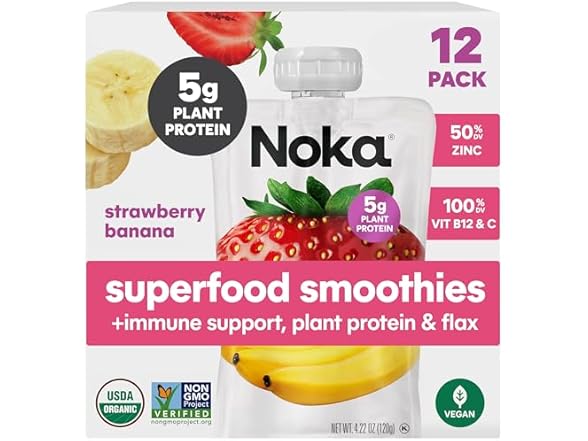 12PK Noka Superfood Fruit Smoothie Pouches