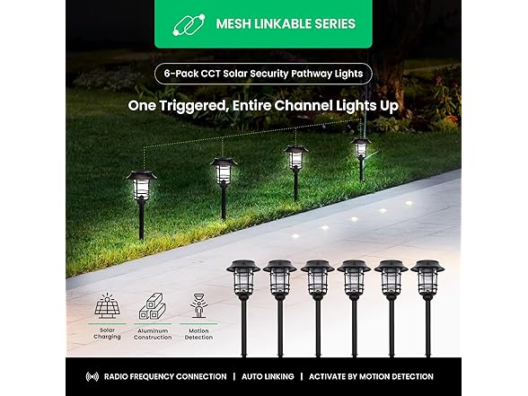 Home Zone 6Pk Solar Path Light w/LiFePO4 Battery