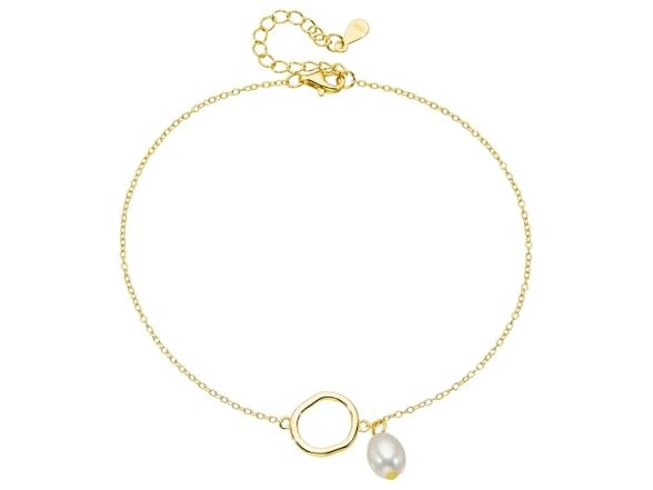 SVB Pearl Anklet Bracelet 14K Yellow Gold