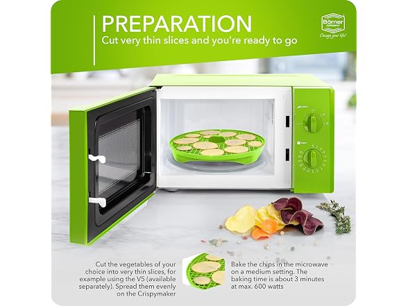 Borner by Reston Lloyd 2pc Crispymaker, Microwave Chip Maker, Green