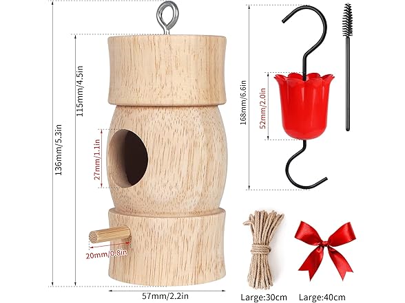 LOTKEY Wooden Hummingbird House 3 Pack