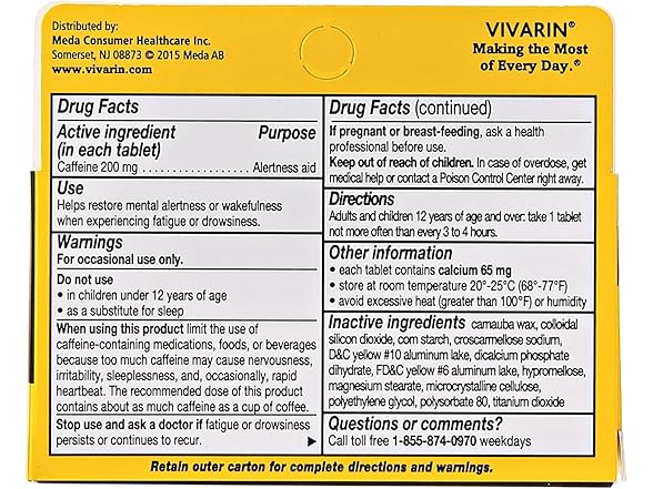 Vivarin Brand Alertness Aid, 40 Tablets (Pack 