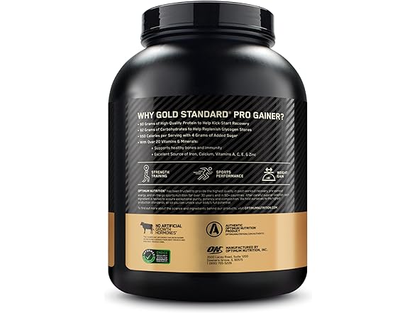Optimum Nutrition Gold Standard Pro Gainer Protein Powder, Vanilla Custard