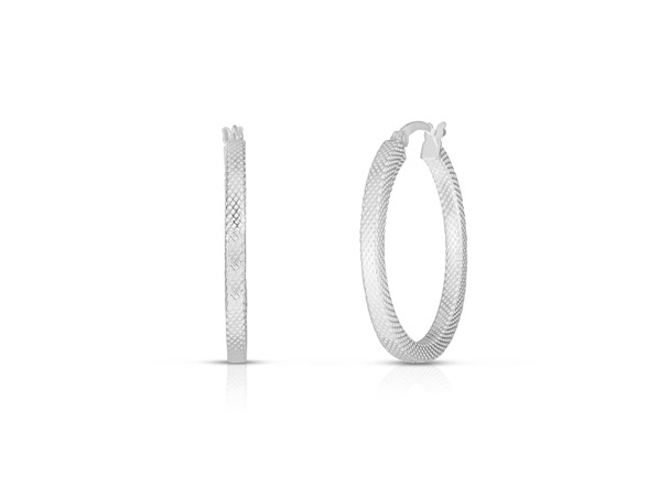 Yeidid Italian 18K Rose Gold Plated Sterling Silver 30MM Textured Hoop Earrings