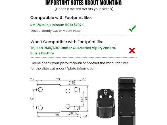 VOTATU PMD505-R Micro Red Dot for RMS/RMSc Footprint