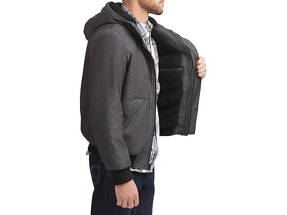 Levis Mens Softshell Sherpa Hooded Bomber (XXL)