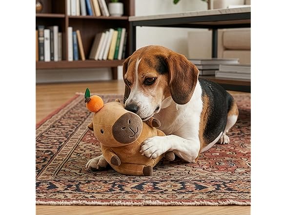SPOT Capybara with Orange Plush Dog Toy