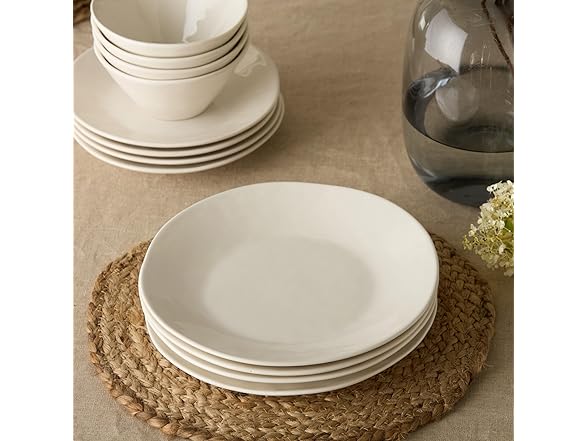 Linen Cream 11 Inch Stoneware Dinner Plates Set of 4 