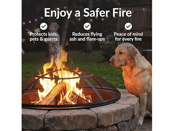Sunnydaze 24" Round Fire Pit Spark Screen Cover
