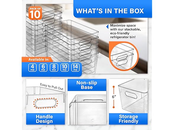 Lifemaster Multi-purpose Refrigerator Bins - 10 pc