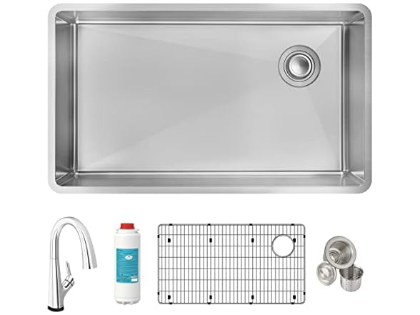 Elkay Crosstown SS 31" Sink Kit w Filtered Faucet