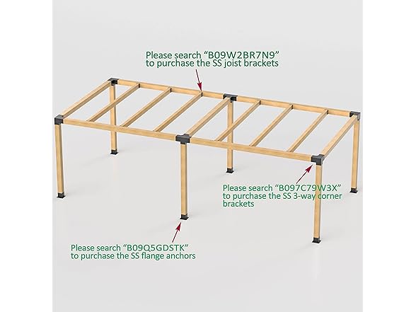 Pergola Brackets 4-Way Right Angle