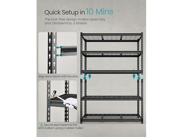 SONGMICS 5-Tier Steel Storage Shelves 2,200 lb Load