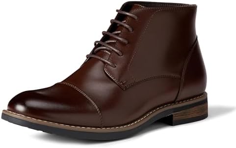 Amazon Essentials Men's Cap Toe Dress Boots, Dark Brown, 12