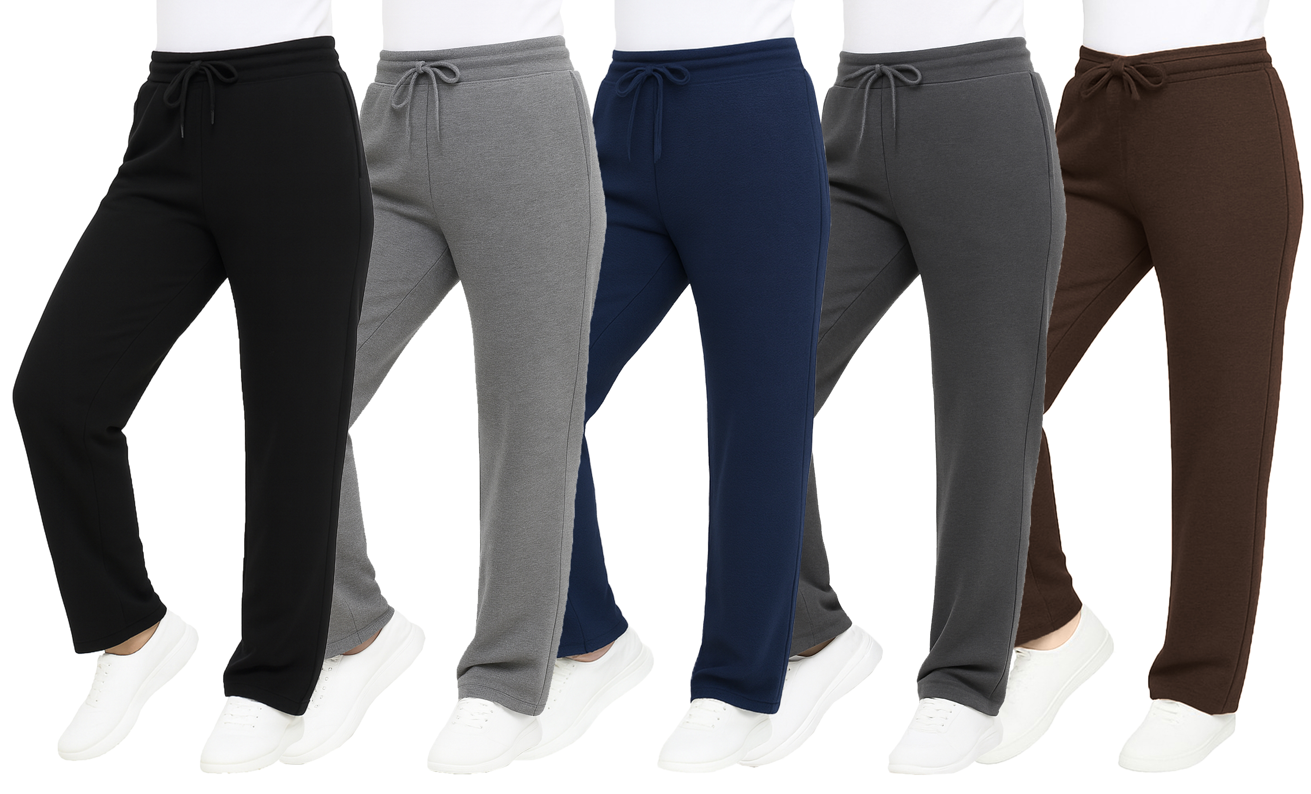 3Pk Womens Heavy Loose Fit Fleece Pants - Gallery 10